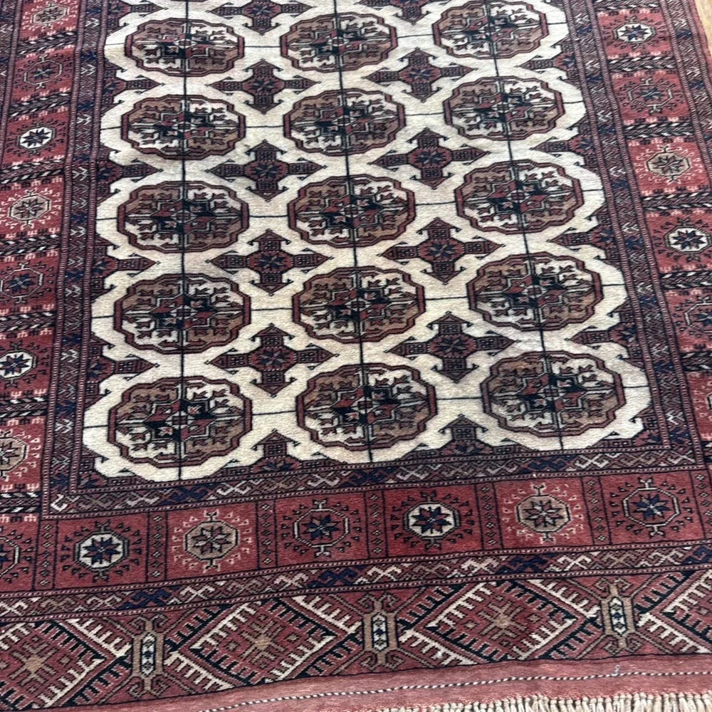 Turkmen Oriental Tekke Rug Wool‎ Geometric 46X 74 inches
